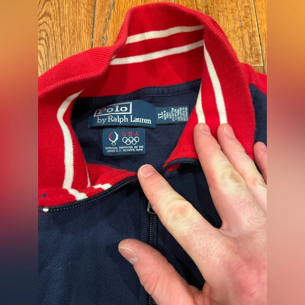 Polo Ralph Lauren 2008 USA Olympic Team Beijing Track Jacket Mens‎ XL Navy Red